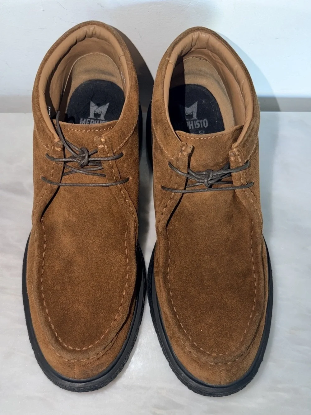 Mephisto Air Jet Mens 9.5 Brown Suede Chukka Boots Comfort Walking Shoes Casual